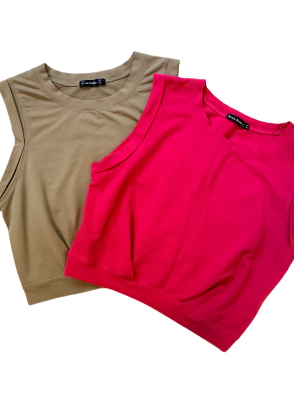 Arrive Guide Women’s Sleeveless Cropped Tank Top Set of 2 Cotton Size Medium